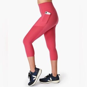 SWEATY BETTY Rose Pink Power High-Waisted Cropped Gym Leggings Size XS